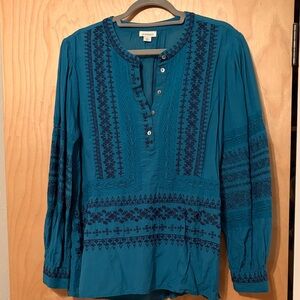 Sundance Teal Embroidered Blouse